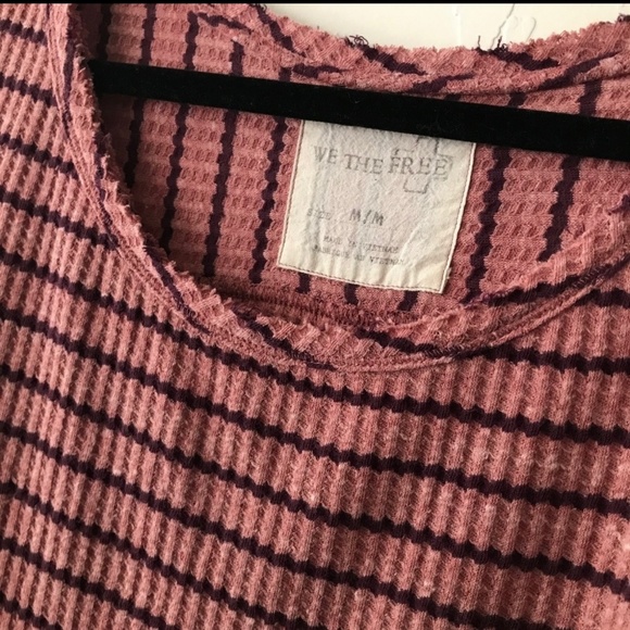 We the Free Pink Thermal Peplum Top Striped Boho - Picture 4 of 5